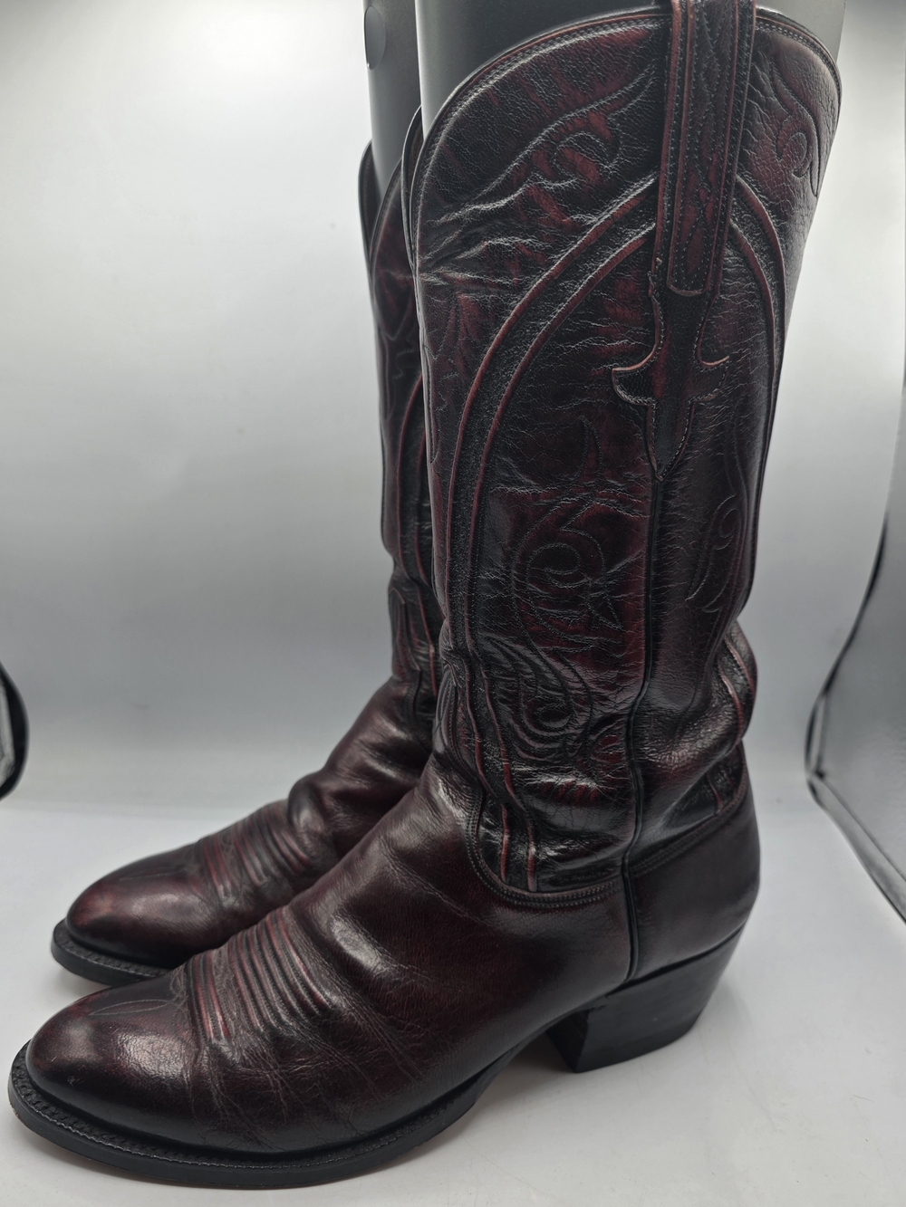 Lucchese Black Cherry Leather Western Cowboy Boots 6485 Men's Size 9 D.